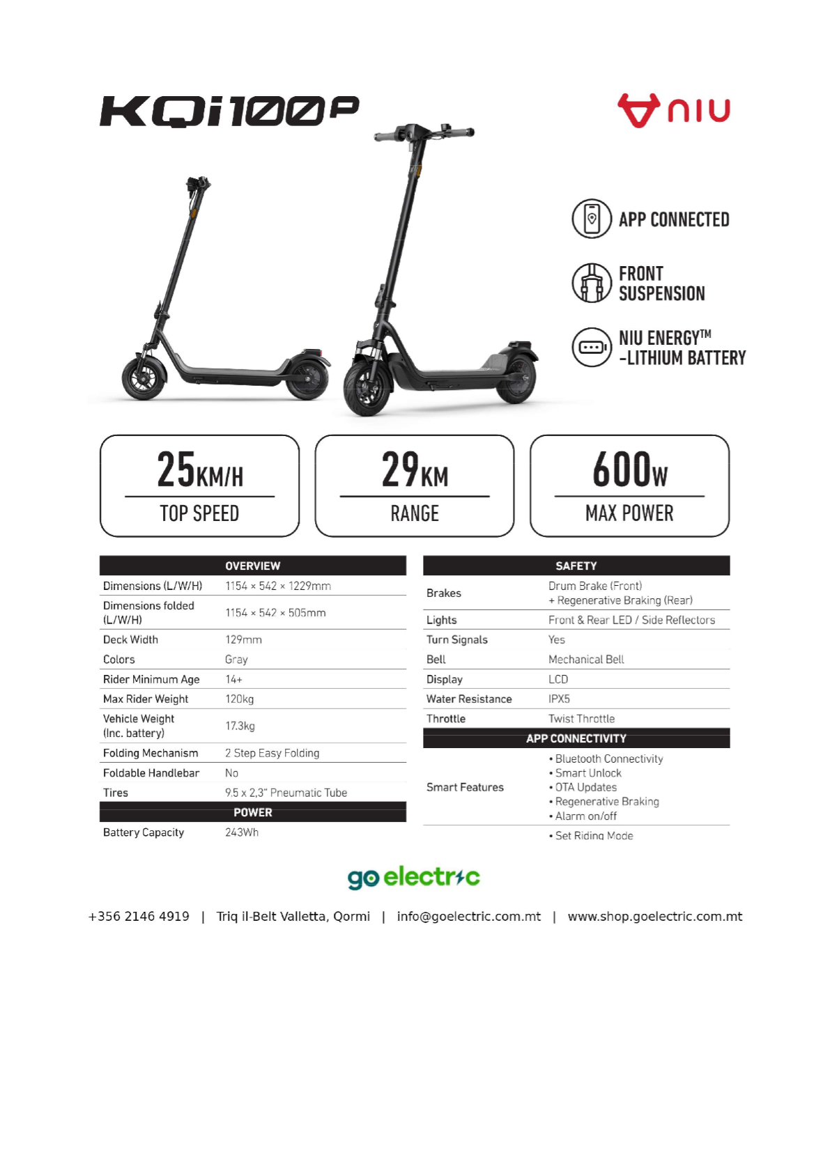 NIU KQi 100P E-Kick Scooter